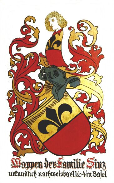 The Sinz Family Crest - from 1164 in Basel, Switzerland